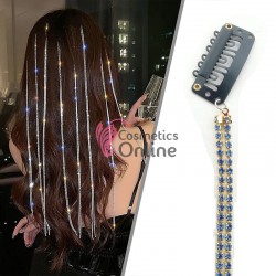 Accesorii cu clips PRL14II Auriu cu strasuri albastru marine pentru decor par cu 2 siraguri